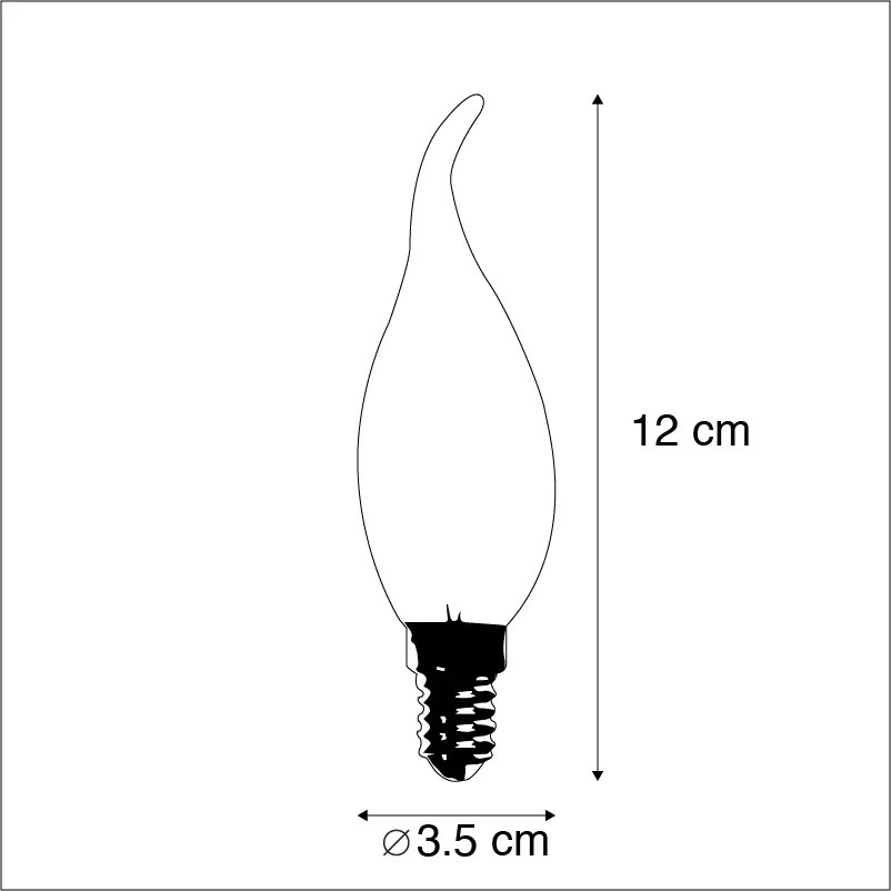Set van 5 E14 dimbare LED filament tipkaars lampen 250lm 2700K