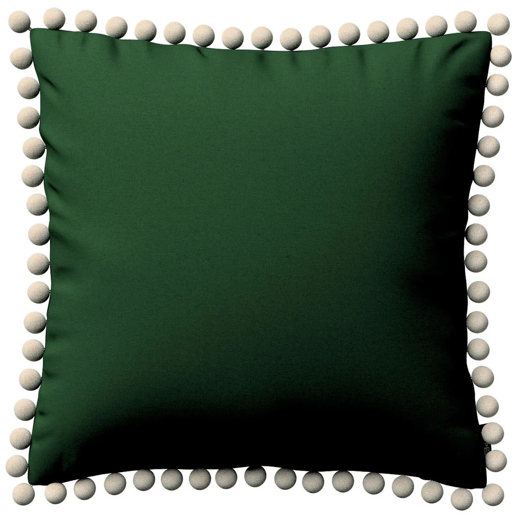 Dekoria Kussenhoes Wera met pompons, zielony 45 x 45 cm