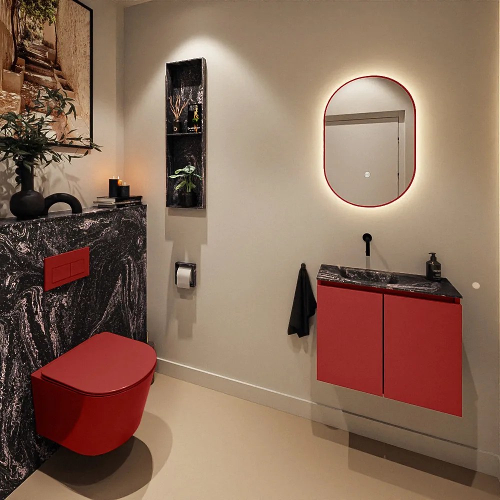 Mondiaz Ture DLux toiletmeubel 60cm fire met wastafel lava links zonder kraangat