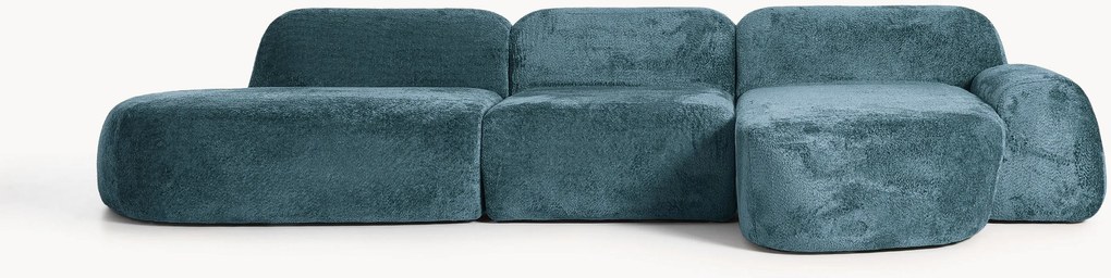 Modulaire teddy-bouclé hoekbank Wolke (4-zits) met chaise longue