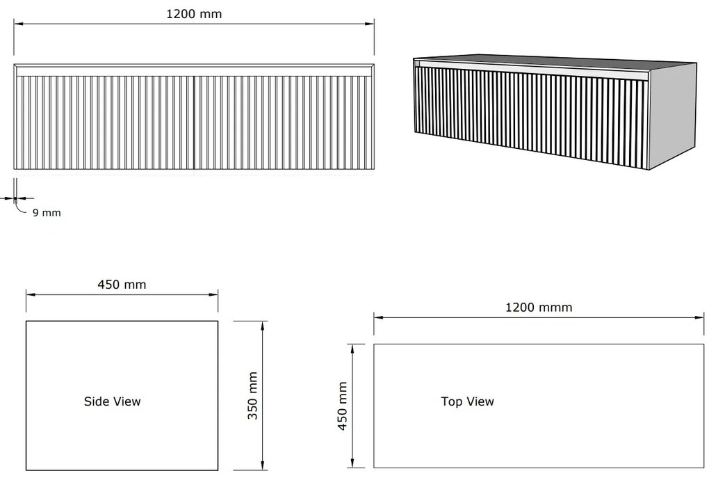 Gliss Design Timotheus badmeubel met 2 lades en ribbelfront 120cm pure wit toppaneel en waskom