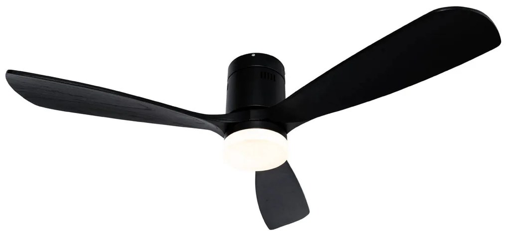 Smart Plafondventilator met lamp zwart 132cm incl. LED dimbaar met afstandsbediening - Sofia Design rond Binnenverlichting Lamp