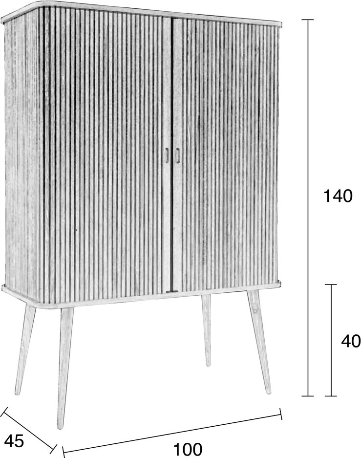 Design Wandkast Walnoot - 100x45x140cm.