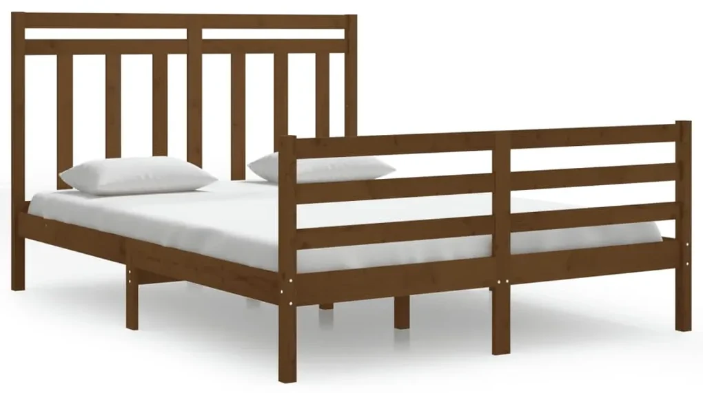 vidaXL Bedframe massief hout honingbruin 150x200 cm 5FT King Size