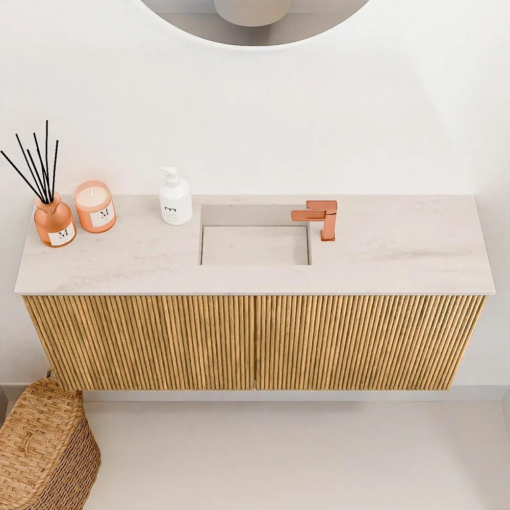Mondiaz Joya DLux 90cm toiletmeubel oak met wastafel faye midden 1 kraangat meli