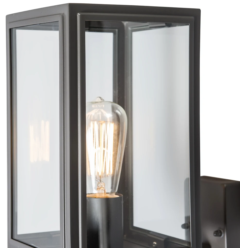 Industriële buitenwandlamp grijs IP44 - Sutton Up Klassiek / Antiek, Landelijk / Rustiek, Retro E27 IP44 Buitenverlichting kubus / vierkant vierkant