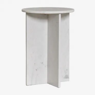 Ronde Bijzettafel Ø35 Cm In Mencia Marmer Wit Marmer - Sklum