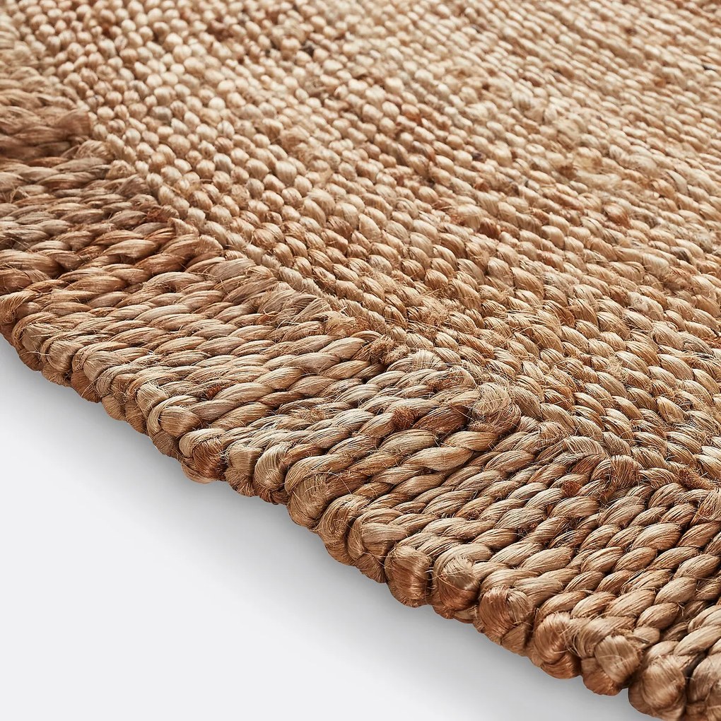 Rond vloerkleed in jute met franjes, Aftas