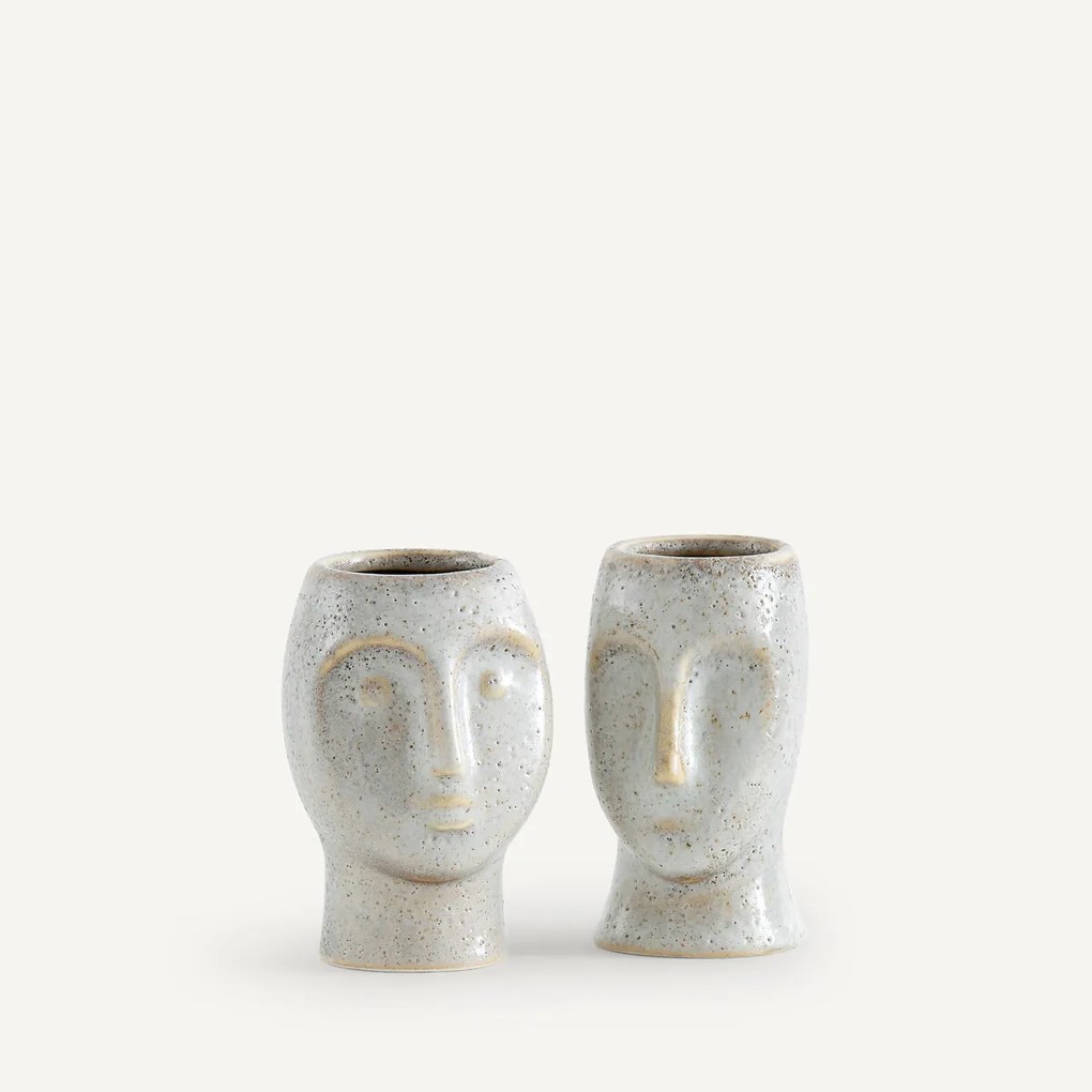 Set van 2 bloempotten in aardewerk, H10cm, Binome