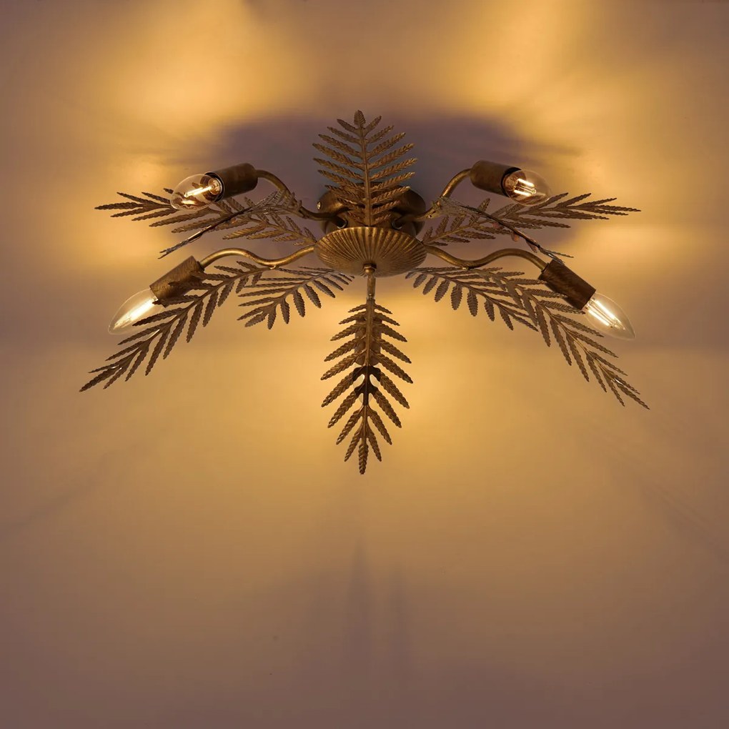 Vintage plafondlamp goud 70cm 5-lichts - Botanica