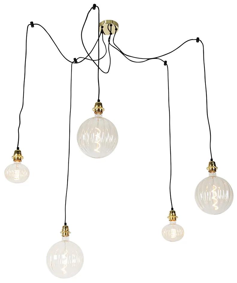 Hanglamp goud 5-lichts incl. LED amber dimbaar - Cava Luxe Modern Minimalistisch bol / globe / rond Binnenverlichting Lamp