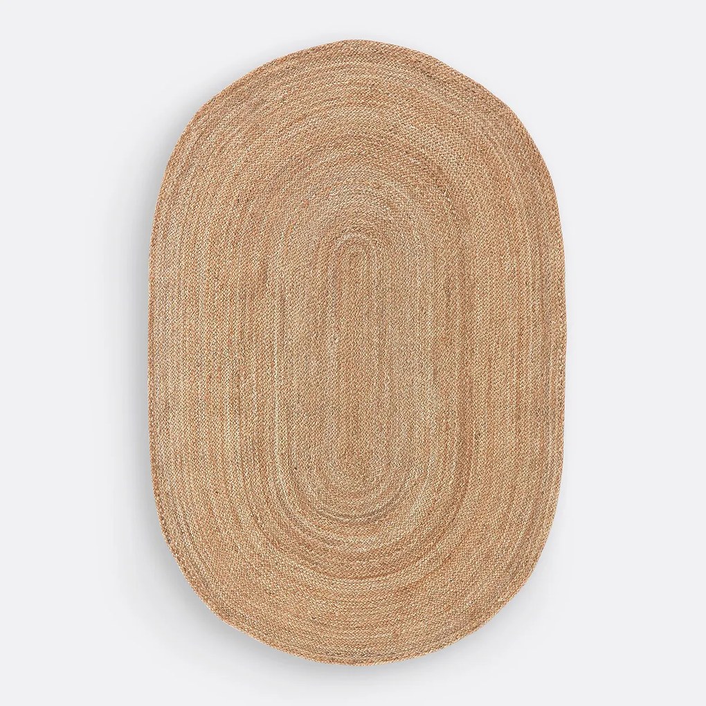 Ovalen vloerkleed in jute, Aftas