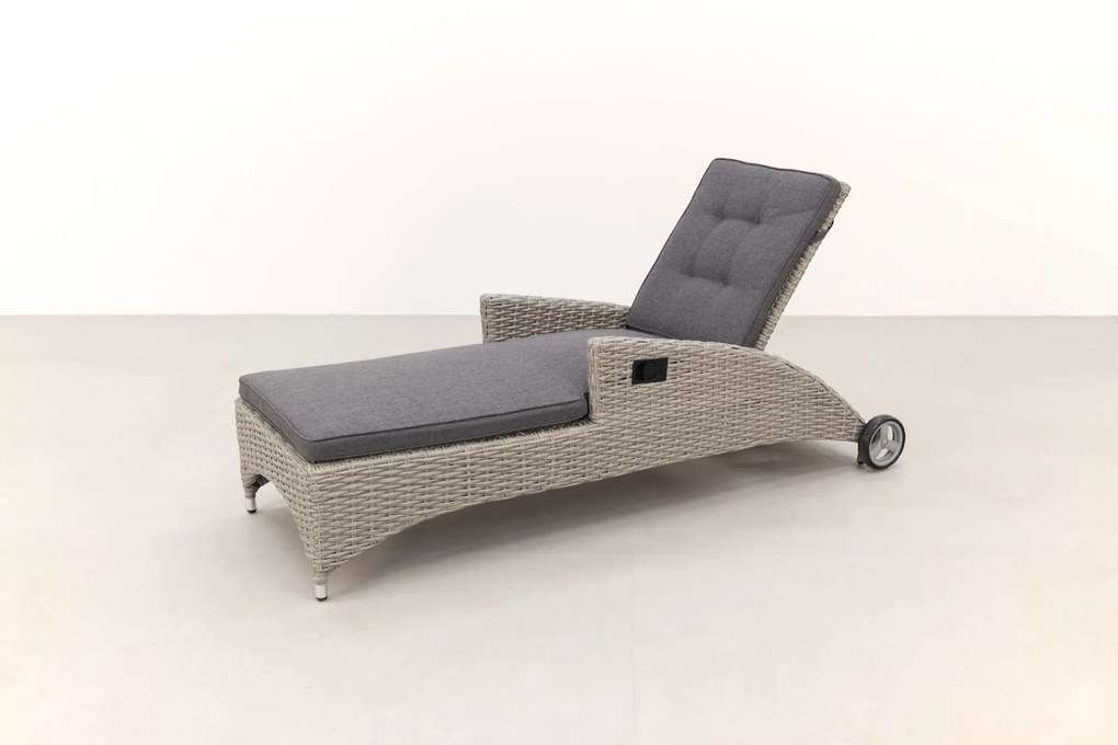 Wicker ligbed met wielen - Buffalo - white grey