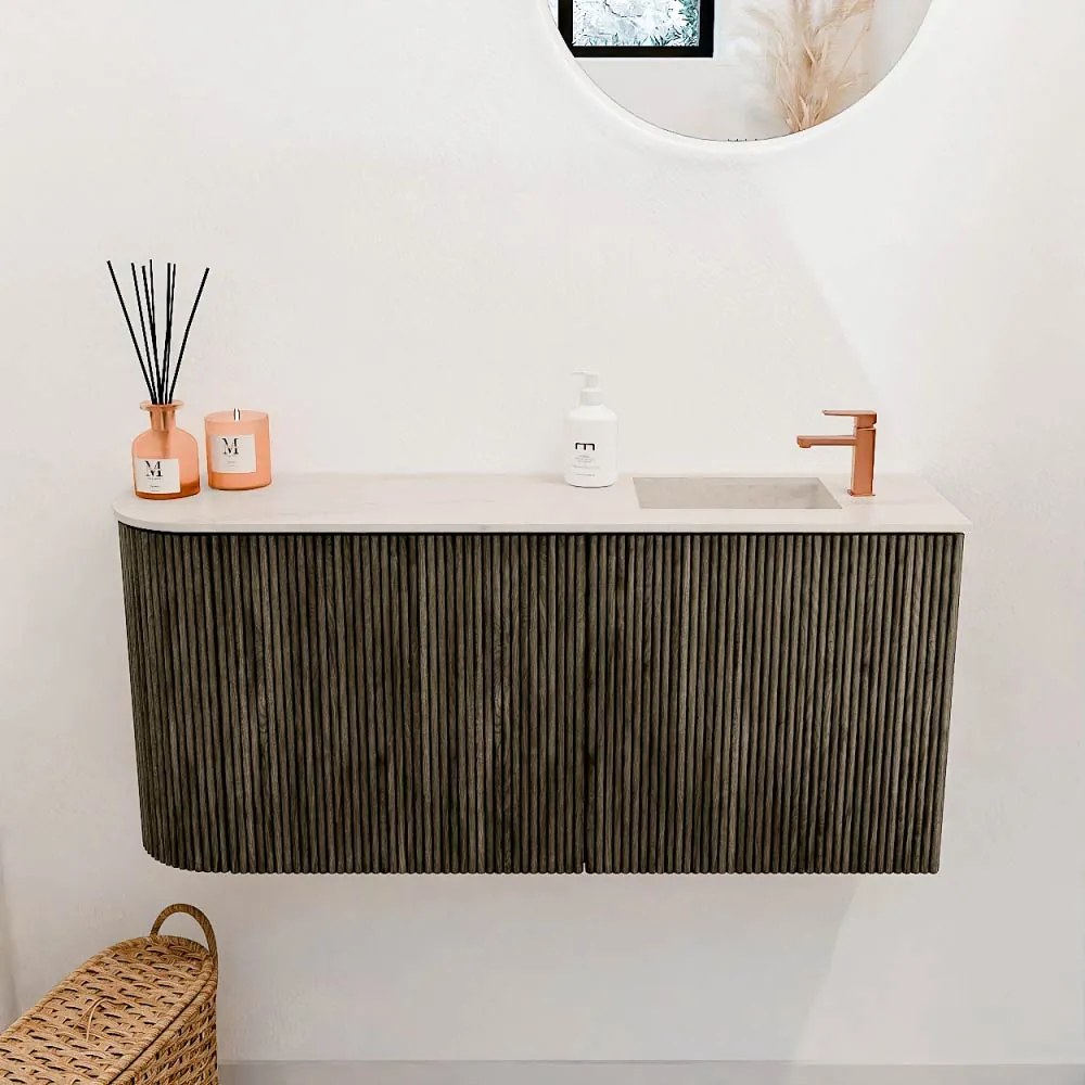 Mondiaz Joya DLux 90cm toiletmeubel ronding links shadow met wastafel faye rechts 1 kraangat meli