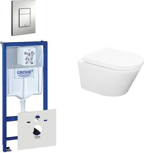 Wiesbaden Vesta Rimfree toiletset bestaande uit inbouwreservoir, toiletpot met softclose toiletzitting en bedieningsplaat mat chroom 0729205/SW65812/0720002
