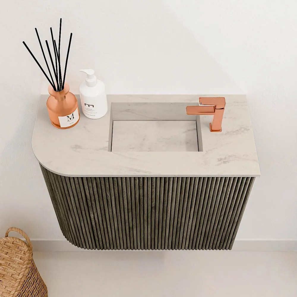 Mondiaz Joya DLux 50cm toiletmeubel ronding links shadow met wastafel faye rechts 1 kraangat opalo