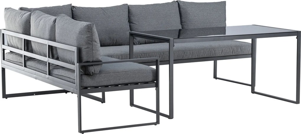 The Outsider Hoek Lounge Diningset - Daan - Aluminium - Zwart/Grijs - The Outsider