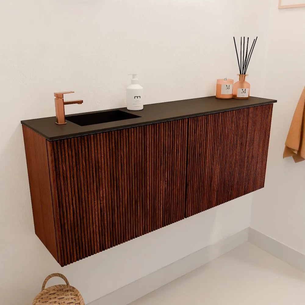 Mondiaz Joya 100cm toiletmeubel ruby met wastafel faye links 1 kraangat urban