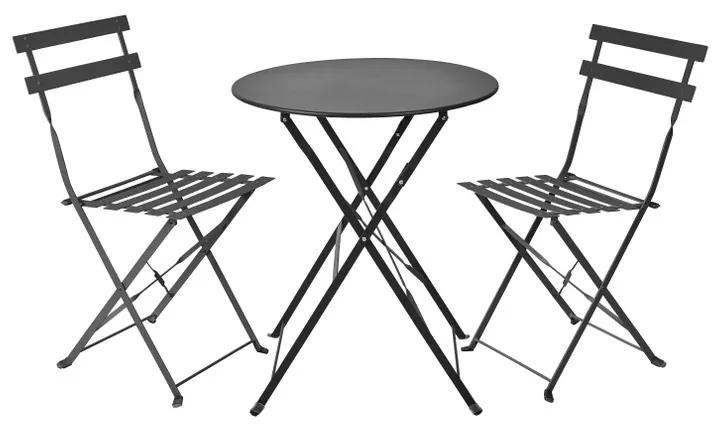 Bistroset tafel + 2 stoelen - zwart - ⌀59x70 | 41x44x81 cm