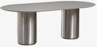 Ovalen Eettafel 220x110 Cm Luceida Geborsteld Roestvrij Staal & Geborsteld Roestvrij Staal - Sklum