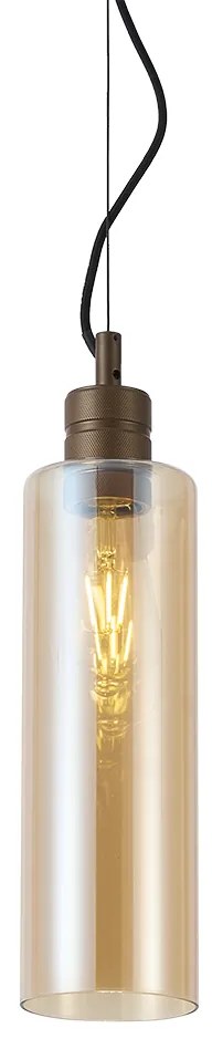 Hotel Chique hanglamp donker brons met amber glas - Stavelot