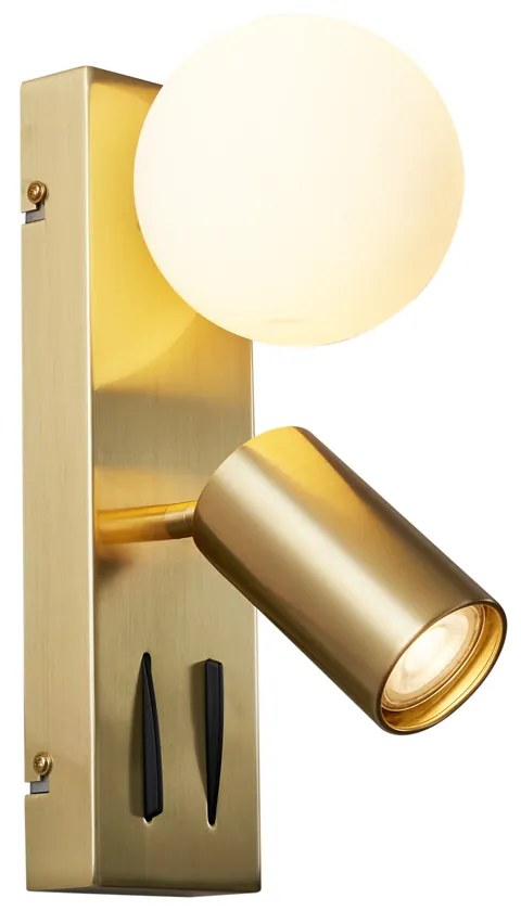 Moderne wandlamp messing 2-lichts kantelbaar met USB-C poort - Lesly