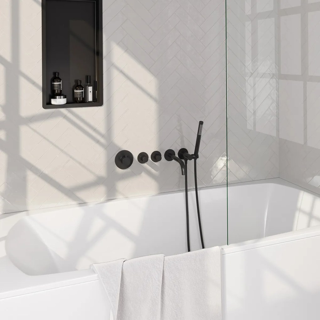 Brauer Stripe inbouw badkraan met staafhanddouche zwart mat