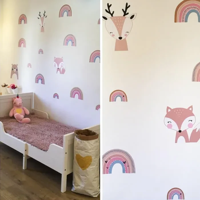 INSPIO Regenbogen in pastelkleuren, muurstickers ROZE