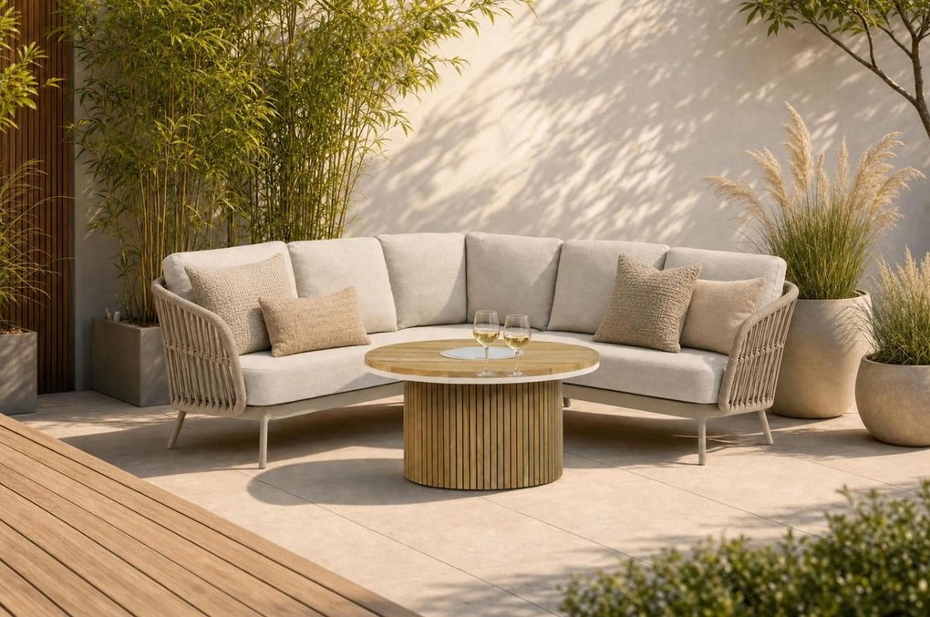 Hoek loungeset 5 personen Rope Taupe Coco Elara/Fire