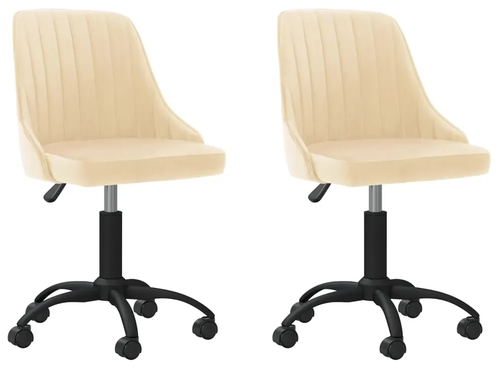 vidaXL Eetkamerstoelen draaibaar 2 st fluweel crèmekleurig