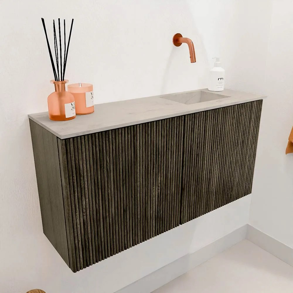 Mondiaz Joya DLux 80cm toiletmeubel shadow met wastafel faye rechts zonder kraangat opalo