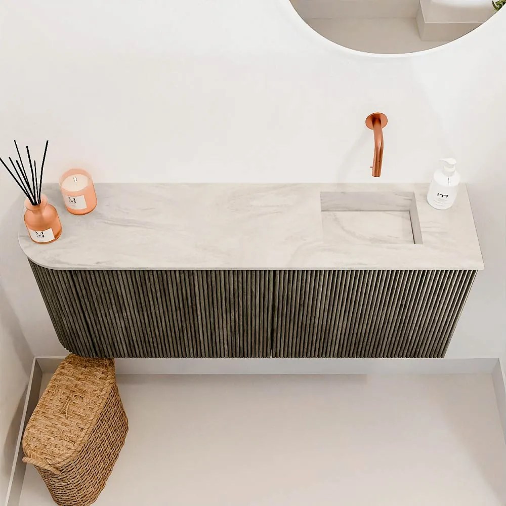 Mondiaz Joya DLux 100cm toiletmeubel ronding links shadow met wastafel faye rechts zonder kraangat ostra