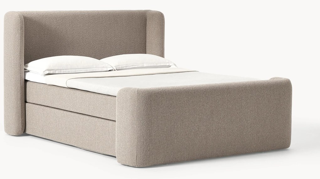 Bouclé boxspring bed Perla