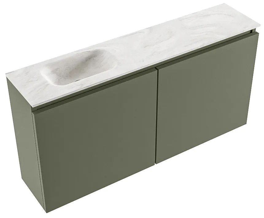 Mondiaz Ture DLux toiletmeubel 100cm army met wastafel ostra links met kraangat