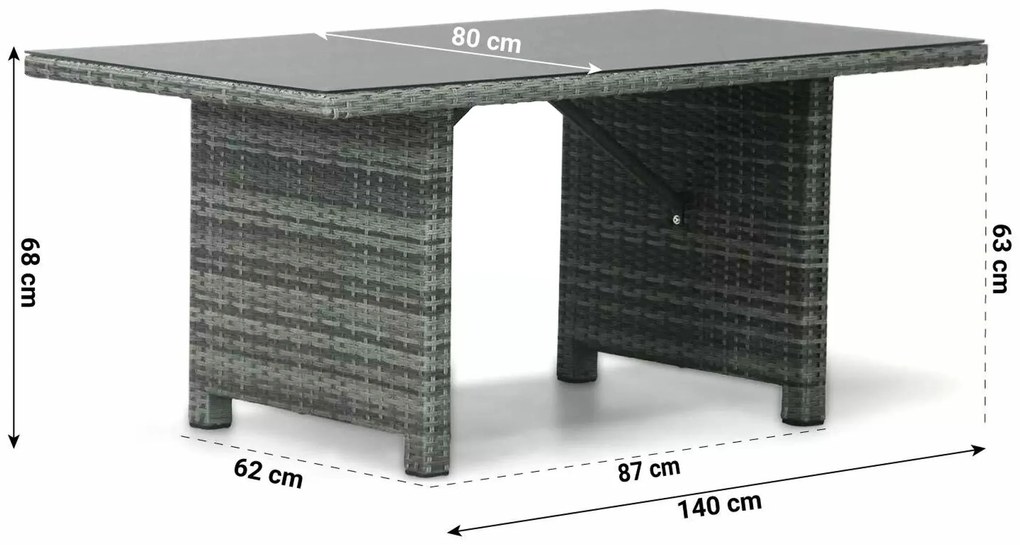 Dining Loungeset 6 personen Wicker Grijs Domani Furniture Beluga