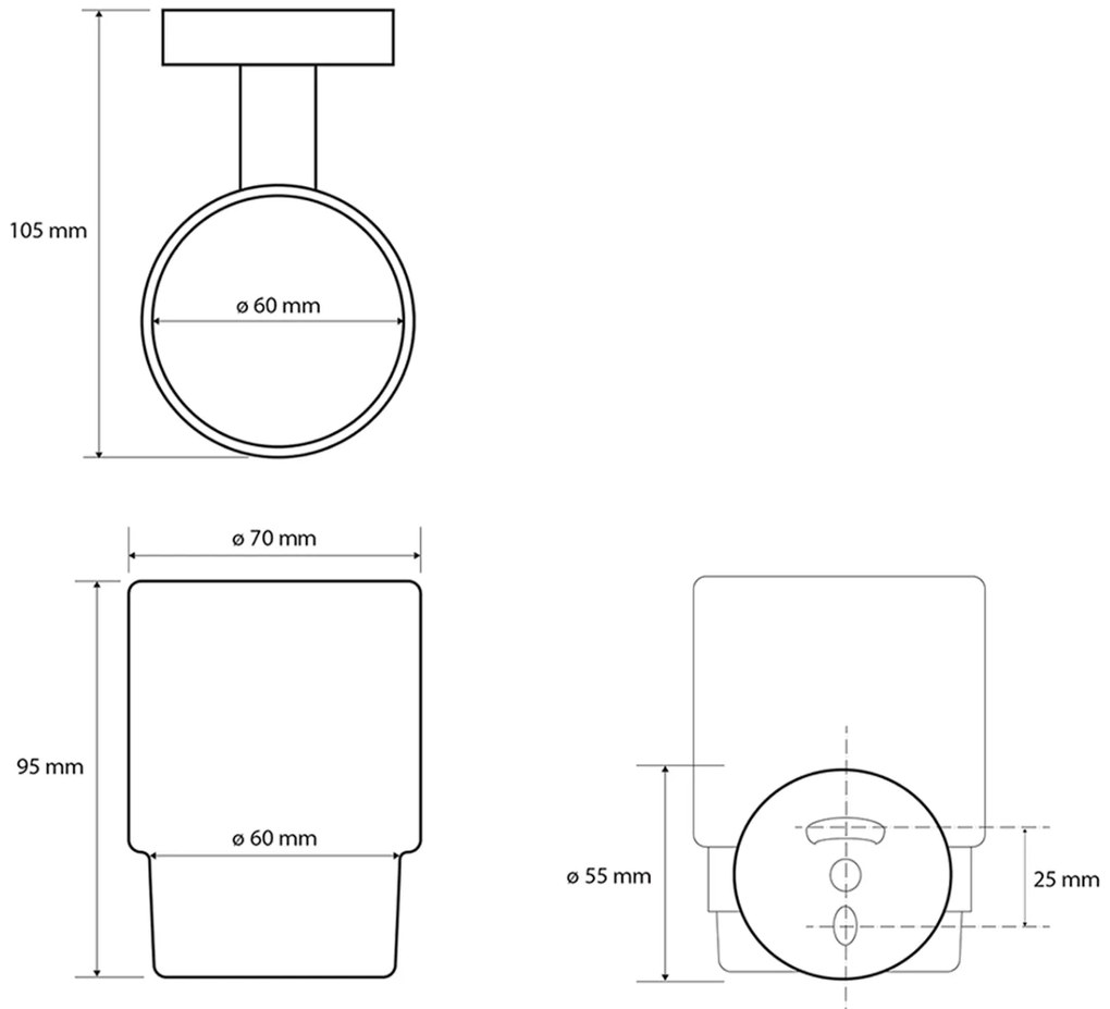 Sapho X-Round glashouder met glas wit