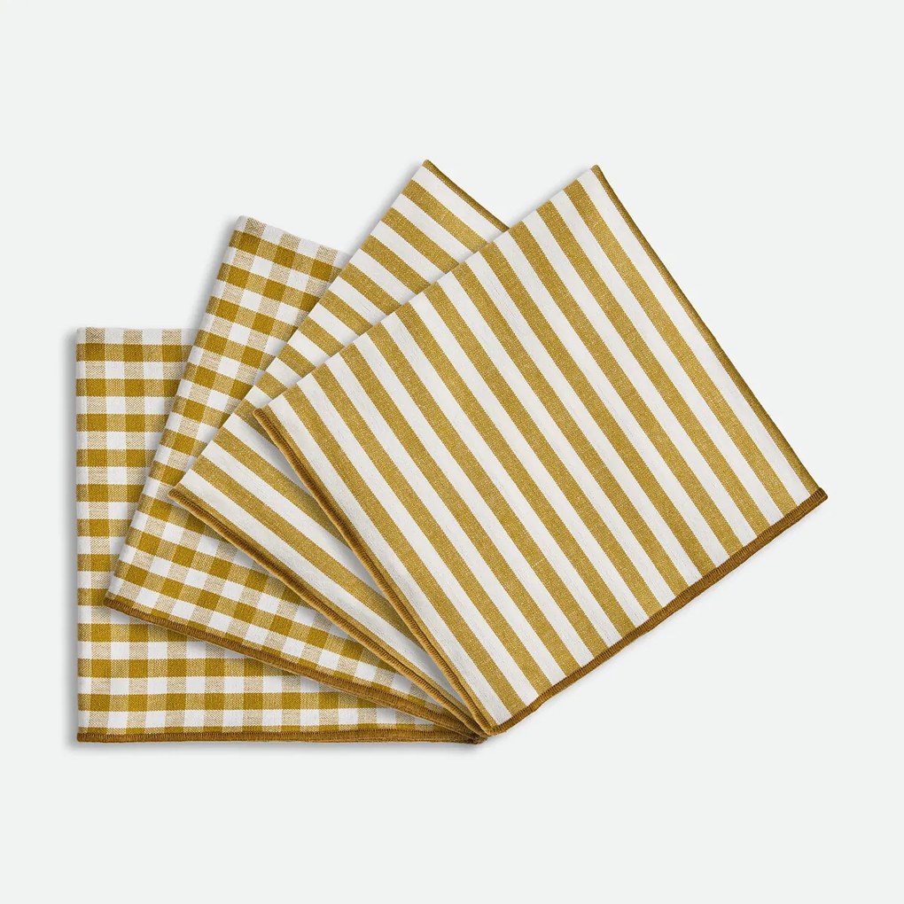 Set van 4 servetten, 30% gerecycled katoen, geweven-geverfd, SOIZIC