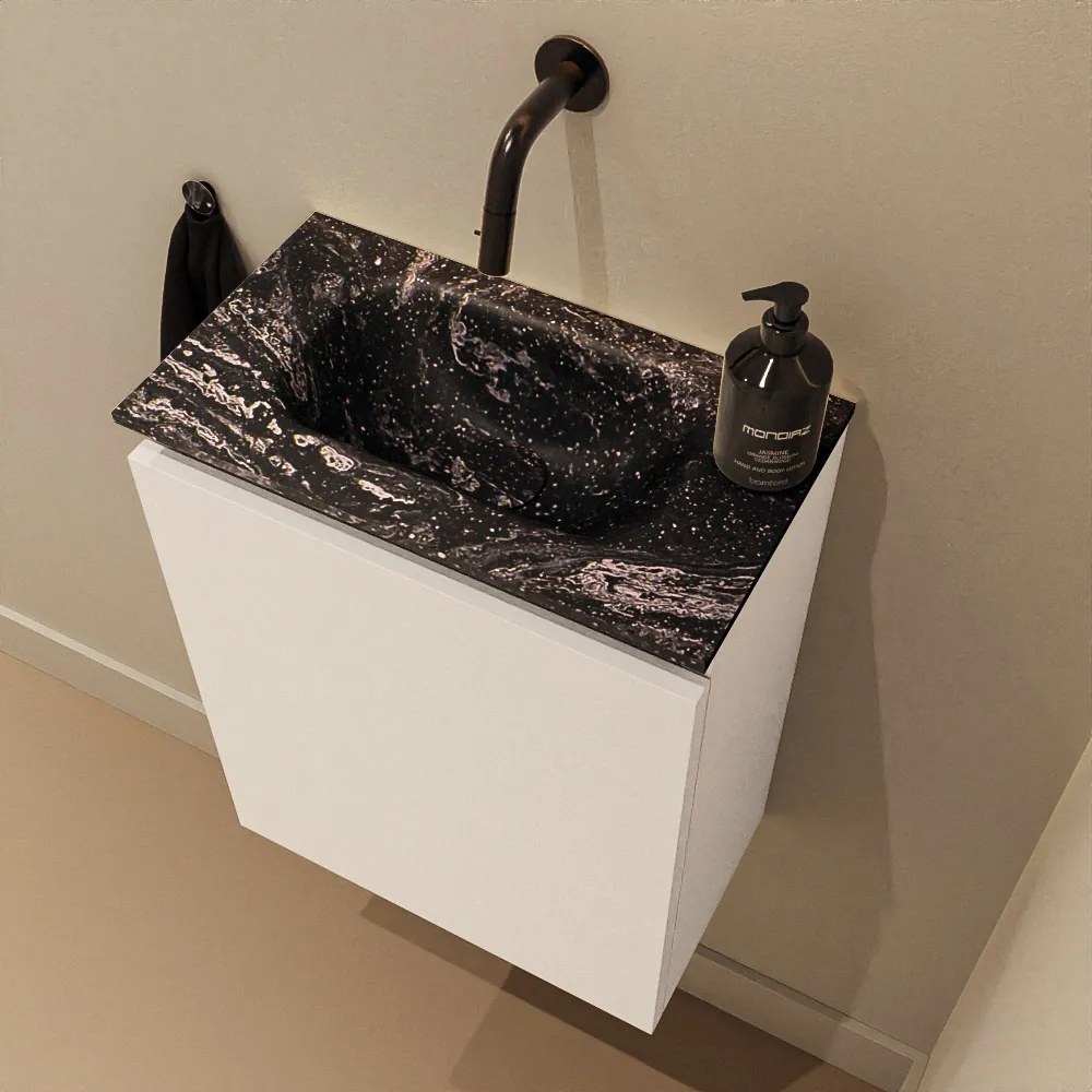 Mondiaz Ture DLux toiletmeubel 40cm talc met wastafel lava midden zonder kraangat