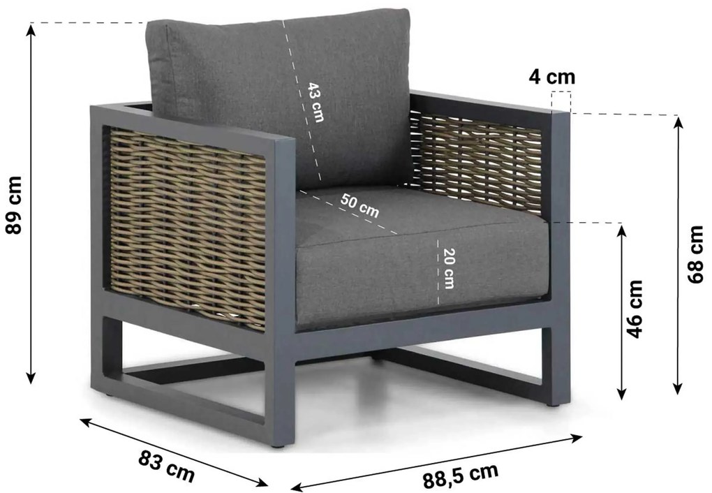Hoek loungeset 6 personen Aluminium/wicker Grijs Santika Furniture Santika