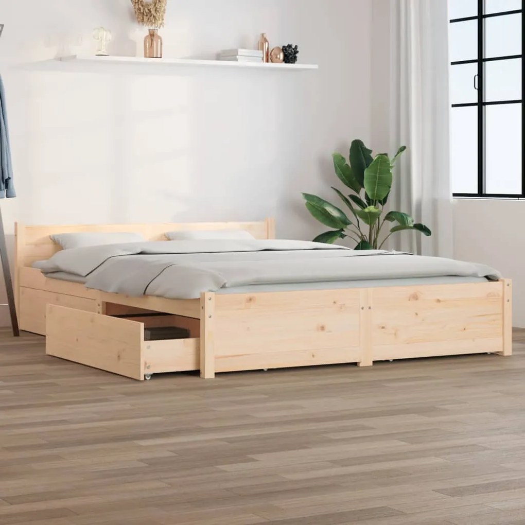 vidaXL Bedframe met lades 150x200 cm 5FT King Size