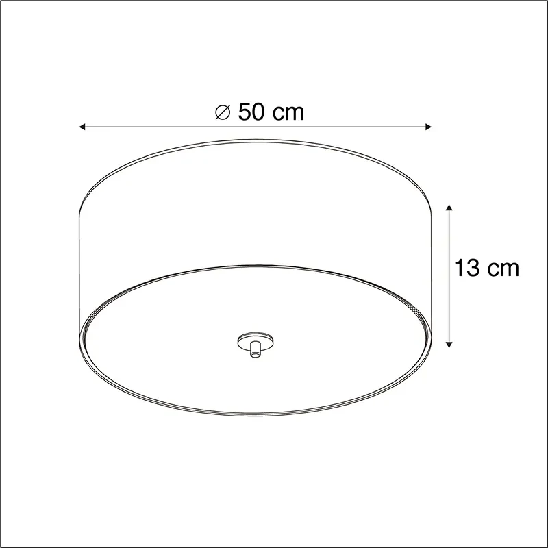 Stoffen Landelijke plafondlamp zwart 50 cm - Drum Modern, Landelijk / Rustiek E27 rond Binnenverlichting Lamp