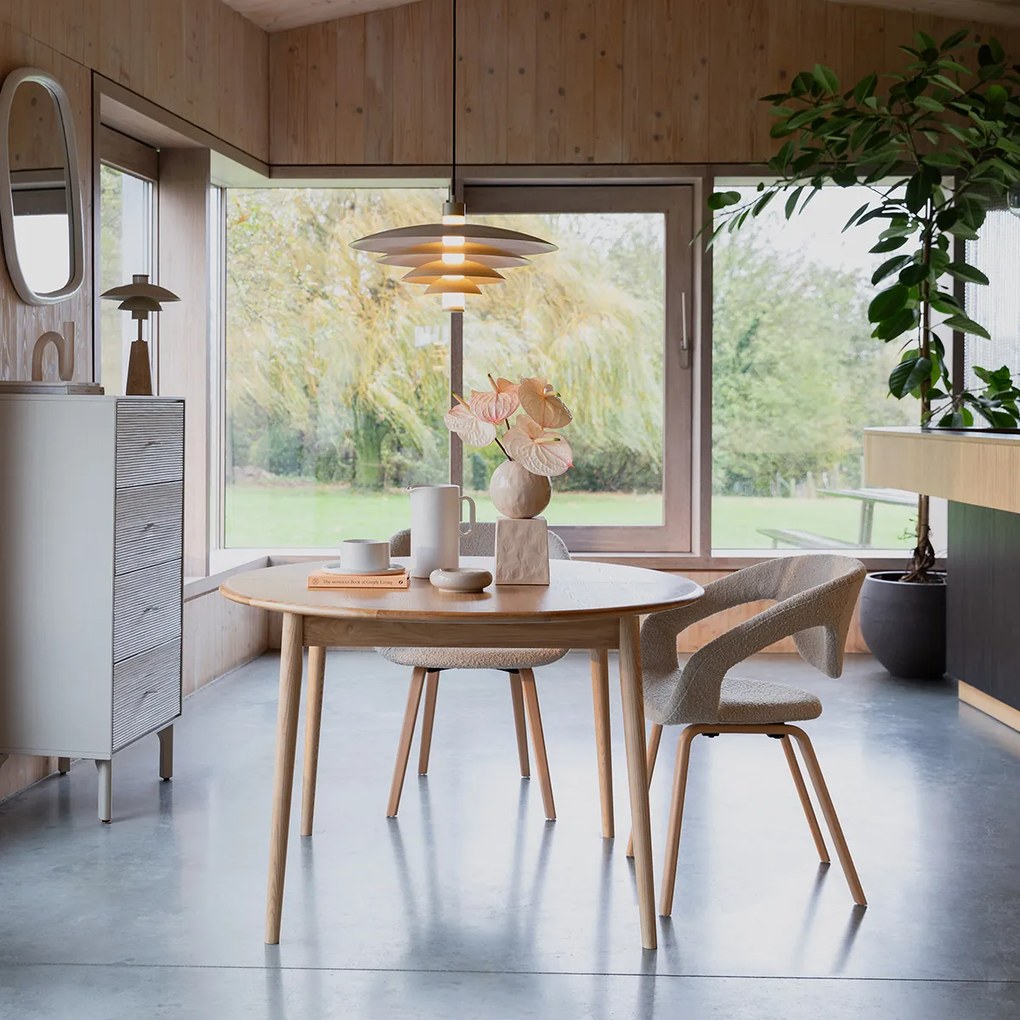 Zuiver Flexback Design Eetkamerstoel Hout Beige Boucle