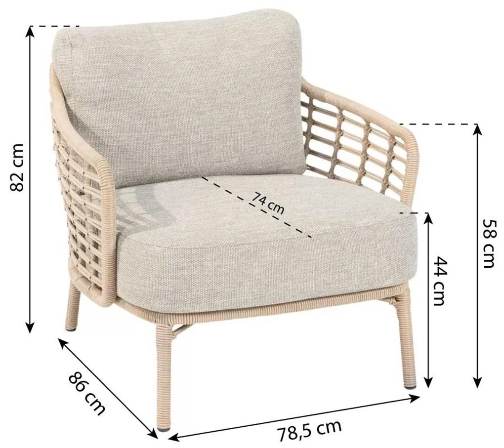 Tuinstoel Wicker Taupe-naturel-bruin 4 Seasons Outdoor Como
