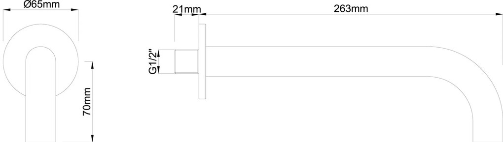 Mueller RVS inbouw uitloop 25cm