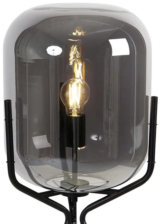 Smart vloerlamp met dimmer zwart incl. WiFi A60 smoke glas - Bliss Design E27 Binnenverlichting Lamp