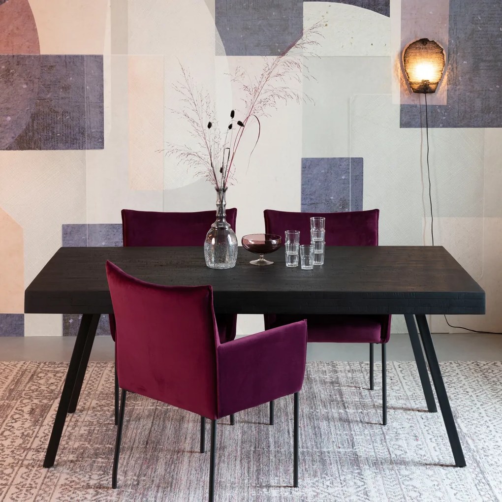 Lavis Suri Black Eettafel Van Gerecycled Teak Zwart 180 X 90 Cm - 180 X 90cm.