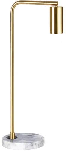 Marmeren Tafellamp, Metaal, E27 Fitting, â15x28cm, Messing / Wit