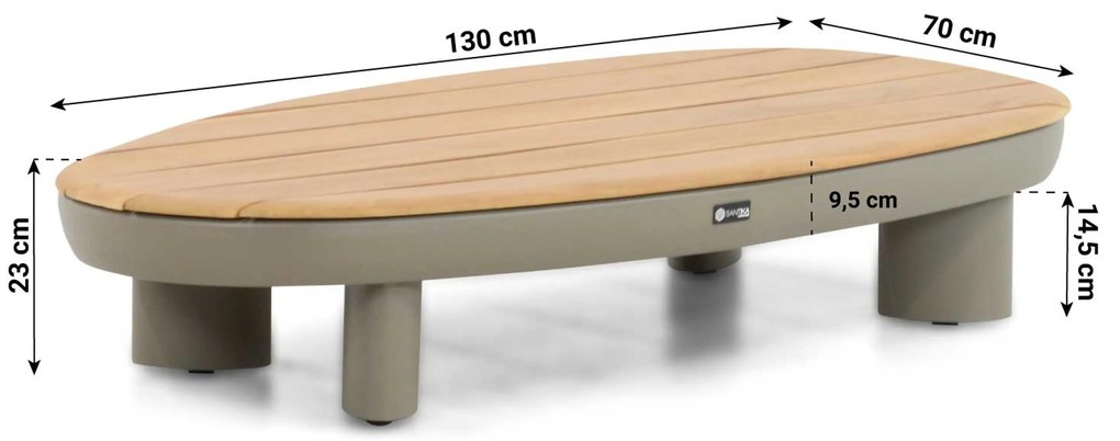 Hoek loungeset 6 personen Aluminium/Rope /Teak Taupe Santika Furniture Santika