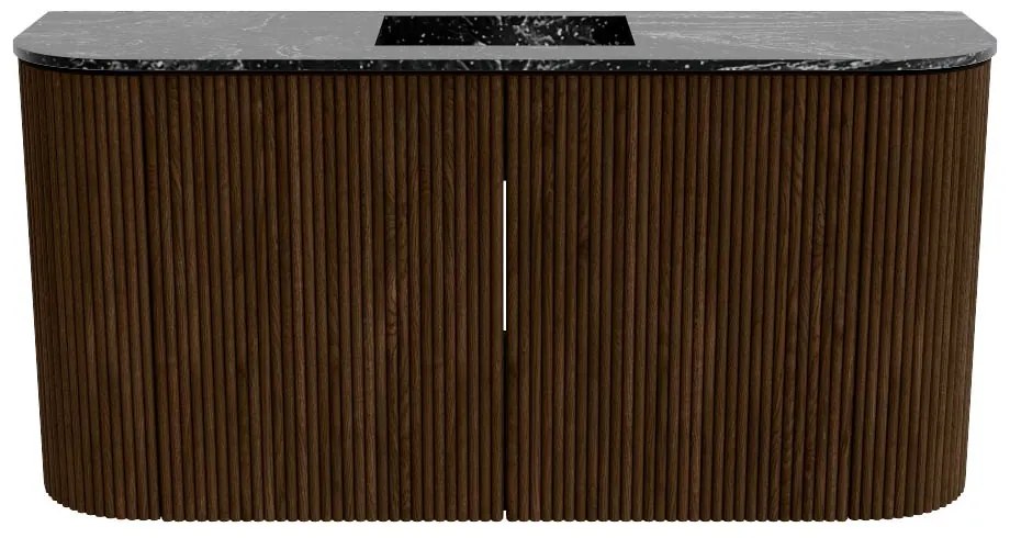 Mondiaz Joya DLux 85cm toiletmeubel ronding links/rechts walnut met wastafel faye midden 1 kraangat lava