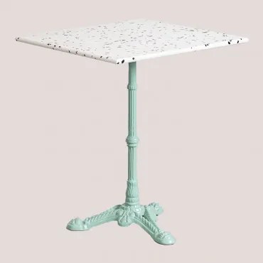 Vierkante Barkruktafel 60x60 Cm In Volutto Terrazzo Groen Paradijs Eiland & Ivoorkleurig Terrazzo - Zwart - Sklum